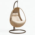 Poltrona sospesa 105 x 105 x 195 cm in fibra intrecciata beige con supporto in metallo per relax