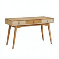 Scrivania 120 x 55 x 75 cm in legno naturale con 3 cassetti stile nordico