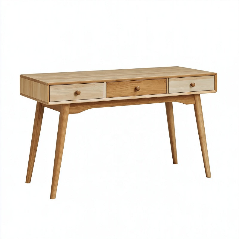 Scrivania 120 x 55 x 75 cm in legno naturale con 3 cassetti stile nordico