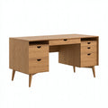 Scrivania 140 x 60 x 75 cm in legno rovere naturale con 7 cassetti - stile moderno