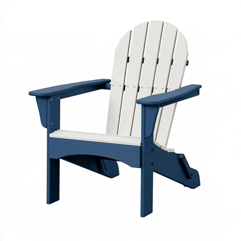 Sedia da giardino 79 x 87 x 94 cm in legno blu e bianco stile Adirondack pieghevole
