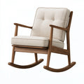 Sedia a dondolo 70 x 90 x 100 cm in legno marrone e tessuto beige - stile moderno