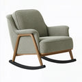 Sedia a dondolo 95 x 75 x 100 cm in tessuto verde con struttura in legno