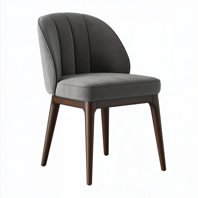 Sedia da pranzo 52 x 60 x 82 cm grigia imbottita in similpelle con gambe in legno stile moderno