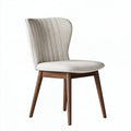 Sedia da pranzo 50 x 58 x 82 cm in tessuto beige con gambe in legno stile moderno