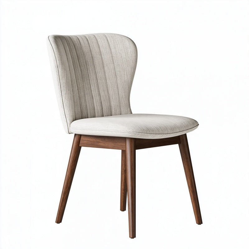 Sedia da pranzo 50 x 58 x 82 cm in tessuto beige con gambe in legno stile moderno