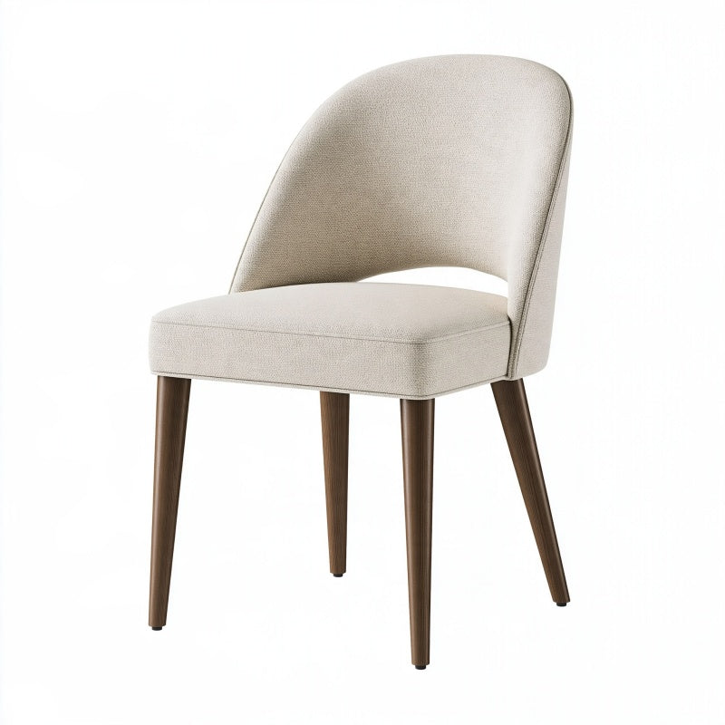 Sedia da pranzo 50 x 60 x 82 cm in tessuto beige con gambe in legno stile moderno