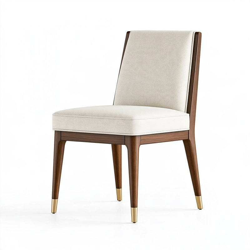 Sedia da pranzo 50 x 60 x 90 cm in legno marrone e tessuto avorio imbottita stile moderno