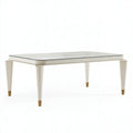 Tavolo da pranzo 180 x 100 x 76 cm in vetro e legno bianco stile classico