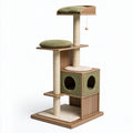 Albero tiragraffi per gatti 60 x 50 x 150 cm in legno verde con corde in sisal e cuccia