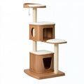 Tiragraffi per gatti 60 x 50 x 150 cm in legno marrone e sisal con cucce e piattaforme