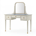 Toeletta 120 x 50 x 145 cm in legno bianco con specchio e 3 cassetti stile classico