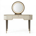 Toeletta con specchio 120 x 45 x 145 cm in legno ingegnerizzato crema e oro stile moderno